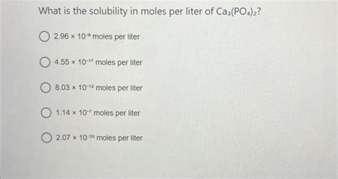 What is the solubility in moles per liter of | Chegg.com