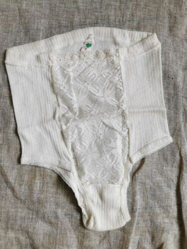 Vintage Ddr Damen Slip Unterw Sche Wei Baumwolle Gr E Spitzen Ebay