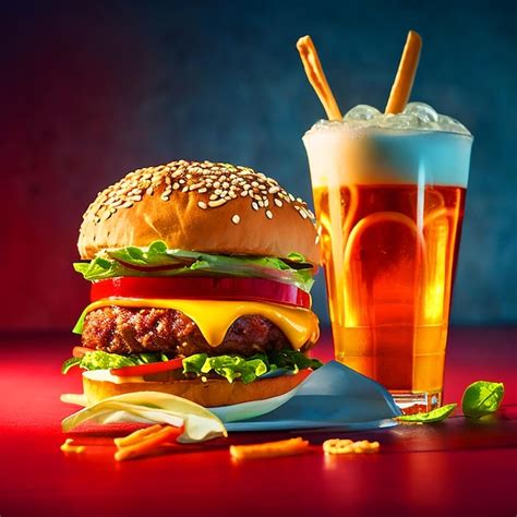 Premium Photo | Burger with fries and soda high resolution images