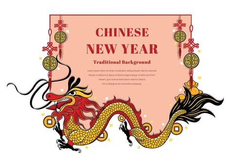 year of the Dragon banner design, Chinese lunar new year elements ...