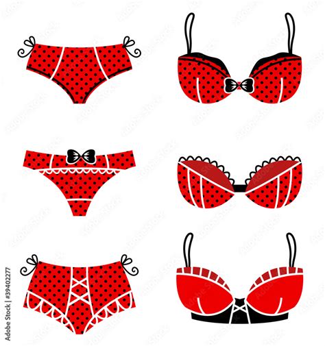 Red Retro Lingerie Set Isolated On White Stock Vector Adobe Stock