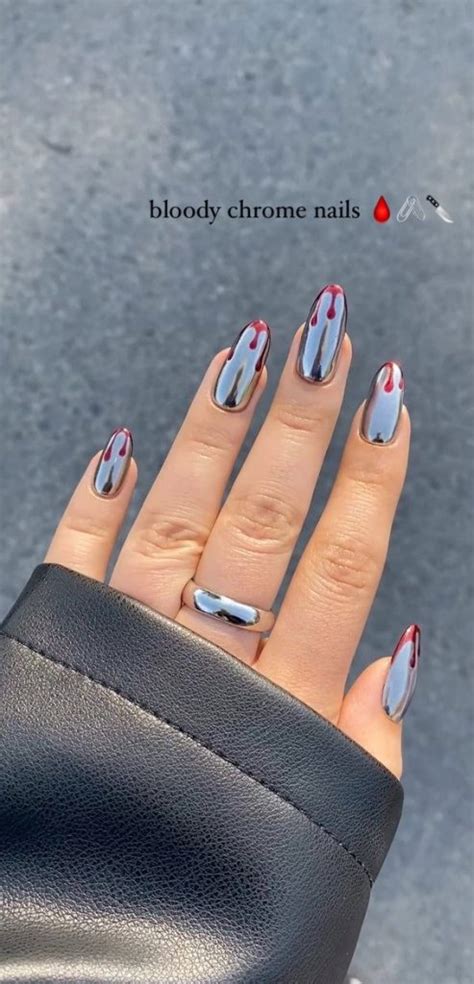 40 Brilliant Chrome Nail Art Designs Red Drip Chrome Nails