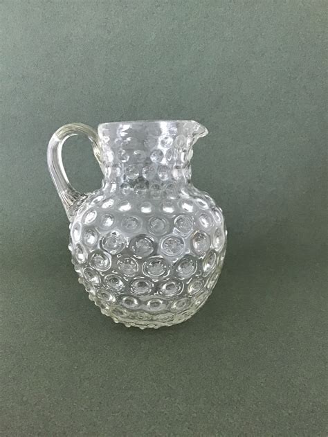 Vintage Clear Glass Hobnail Small Pitcher Etsy