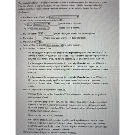 Solved The Recidivism Rate For Convicted Sex Offenders Is Chegg