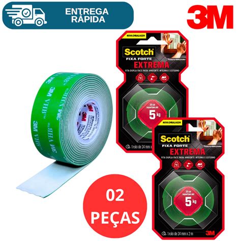 Fita Dupla Face Parede - Fita Dupla Face 3M Fixa Forte 24mm X 2m Extrema P/ Parede Fixa Quadro ...