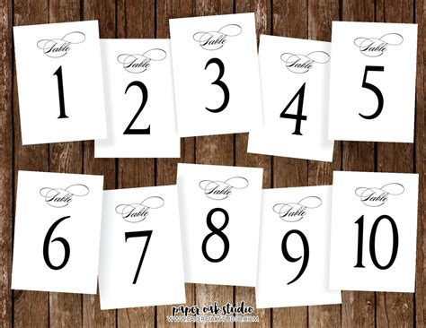 Printable Table Number Cards 1 10