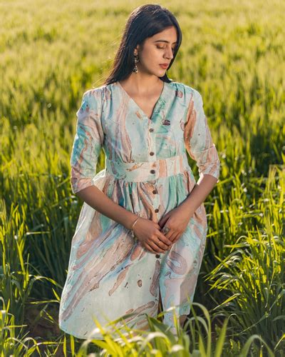 Blue Marble Printed Cotton Dress By Sooti Syahi The Secret Label