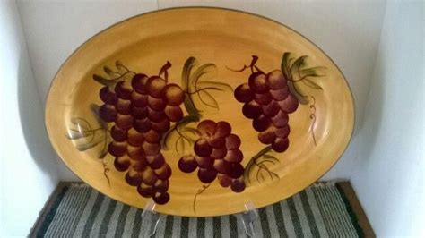 Large Grape Theme Serving Platter Serving Platters Wine Vine Grapes