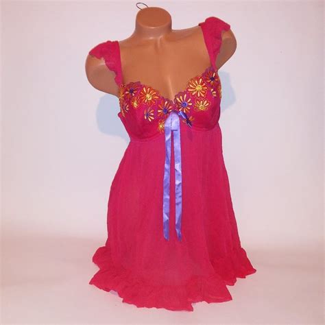 Cacique Lingerie Babydoll Pink Flyaway Sheer Em Gem