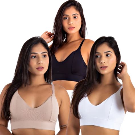 Kit Sutiã Feminino Sem Bojo Reforçado Básico Frente Única Lingerie Conforto Top Sustentação
