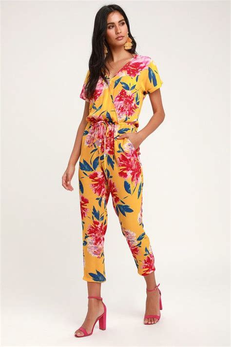 Successful Statice Mustard Yellow Floral Print Jumpsuit Printed