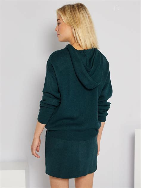 Sudadera De Punto Con Capucha Verde Kiabi