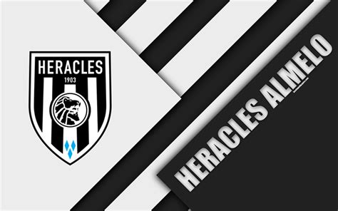 Download wallpapers Heracles Almelo FC, black white abstraction, emblem ...