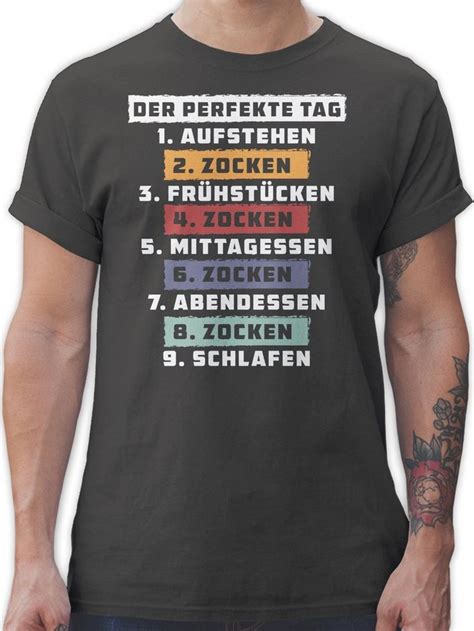 Shirtracer T Shirt Der Perfekte Tag Zocken Weiß Nerd Geschenke