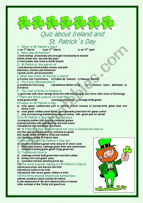 Irish Trivia Questions And Answers Printable | Printable Questions And ...