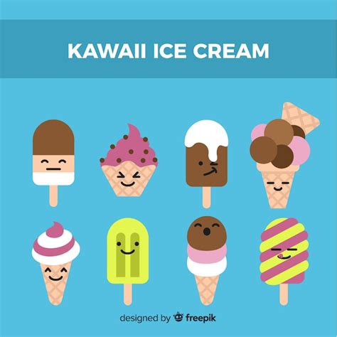 Free Vector Hand Drawn Kawaii Ice Cream Collection