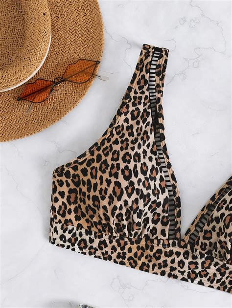 SHEIN Swim 2025 Women Leopard Print Sexy Bikini Top Random Print Summer SHEIN USA