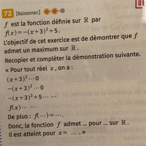 Bonjour Jaurai Besoin Daide Pour Mon Exercice De Maths Re