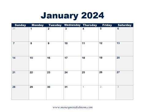 Free January Calendar Printable Templates For 2023 2024