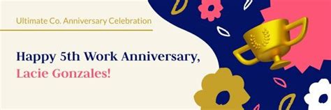 Happy Work Anniversary Wishes | Free Banner Template - Piktochart