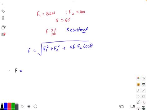 Two forces, 80N and 100N acting at an angle of 60 degrees with each ...
