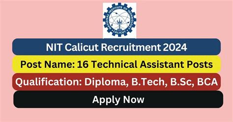 NIT Calicut Recruitment 2024 16 Technical Assistant Posts Apply Now