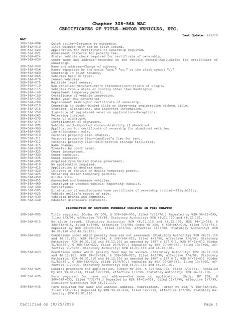 Fillable Online Apps Leg Wa Chapter A Wac Certificates Of