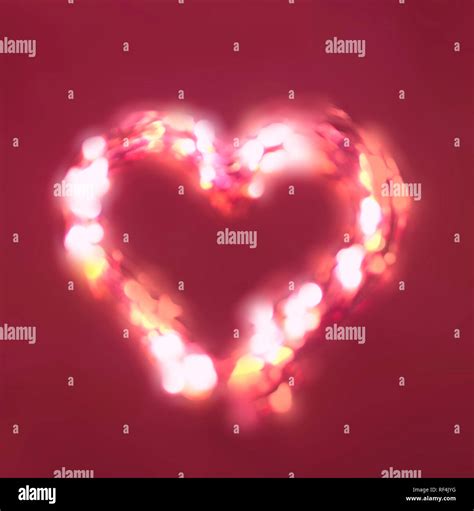 Heart shaped lights, blurred bokeh Valentine's Day greeting card art ...