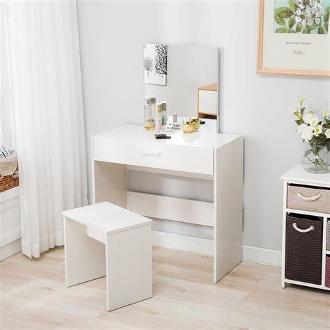 Mecor Vanity Makeup Table Set Dressing Table With Stool And Square