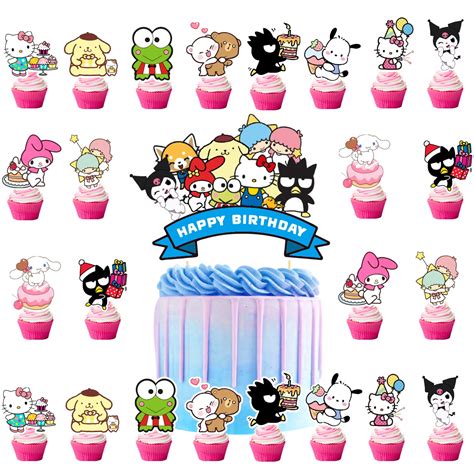 Buy 25Pcs Sanrio Cake Cupcake Toppers, Hello Kitty My Melody Kuromi ...