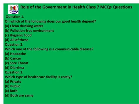 Role Of The Govt In Health Class 7th Civics PPT