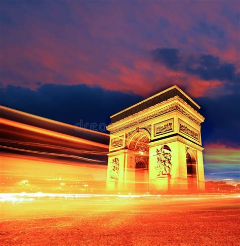 Arc De Triomphe at Night in Paris, France Stock Photo - Image of illuminated, building: 101034452