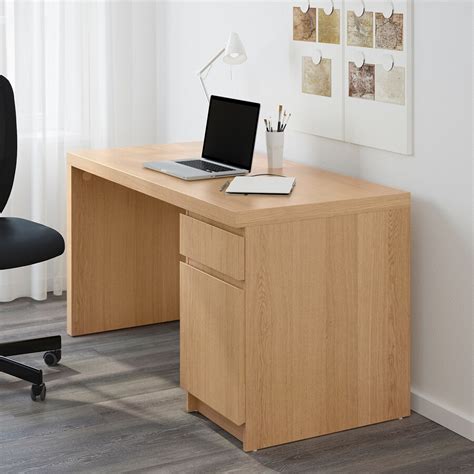 Malm Desk Oak Veneer 140x65 Cm Ikea