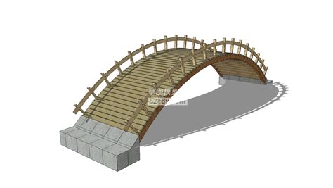 现代木拱桥设计su模型sketchup草图大师skp模型