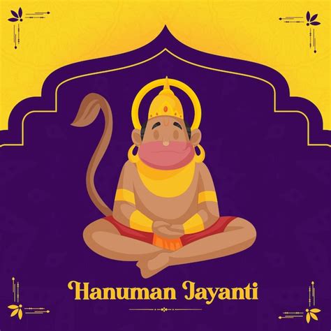 Hanuman Jayanti Desea Con Fondo Morado Vector Premium