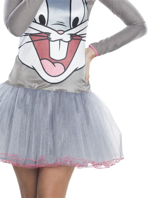 Ladies Looney Tunes Costume Bugs Bunny Hooded Tutu Dress Easter Bunny