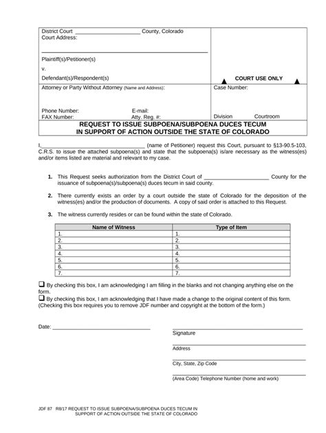 Colorado Subpoena Form Fill Out Sign Online Dochub