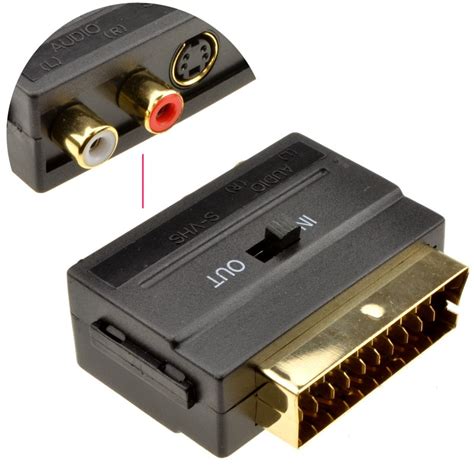 Kenable SCART Adapter 2 X RCA Audio Phonos SVHS Video With In Out