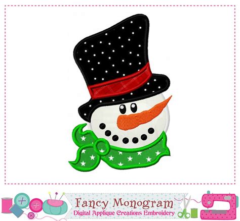 Snowman Applique Snowman Design Christmas Applique - Etsy