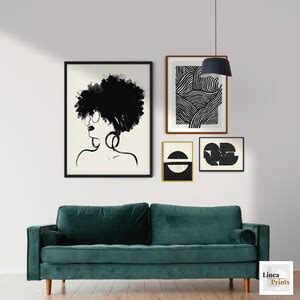 Nude Line Art Print Printable Wall Art Black Woman Art Hair Wrap Minimal Line Drawing Woman