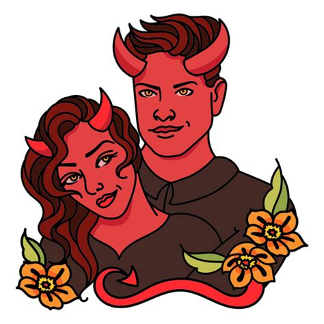 Design Png E Svg De Casal Diabo Detalhado Para Camisetas