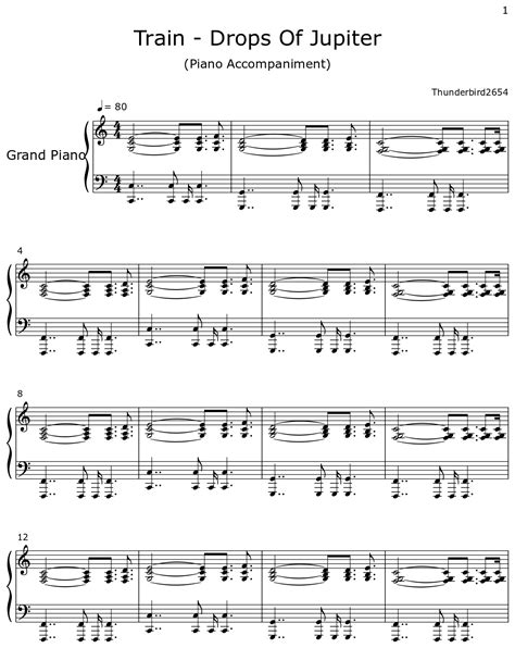 Train Drops Of Jupiter Sheet Music For Piano