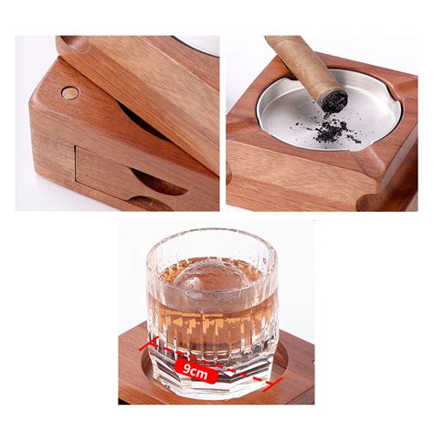 Cigar Ashtray With Whiskey Coaster Storage Drawer Set Ashtray Planet