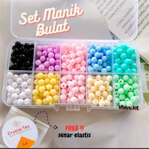 Jual Queen Manik Susu 4mm Set Manik Manik Box 10 Sekat Senar