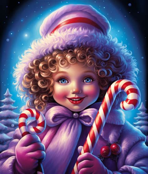 5d Diamond Painting Candy Cane Little Girl Kit Bonanza Marketplace