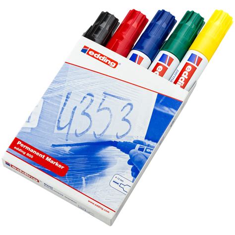 Edding 800 Permanent Markers Assorted Colours Pack Of 5 4 800999