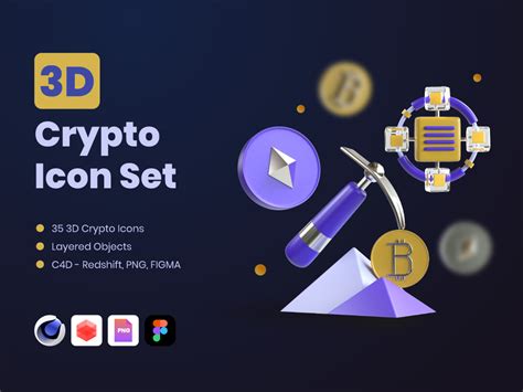 3d Crypto Icon Set Flat Icons