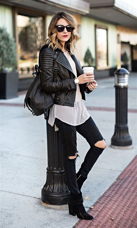 41 Trending Black Leather Women Jacket Outfits Ideas Suitable For Fall Fashion Jacket Outfit