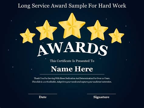 Long Service Award Sample For Hard Work | Template Presentation ...