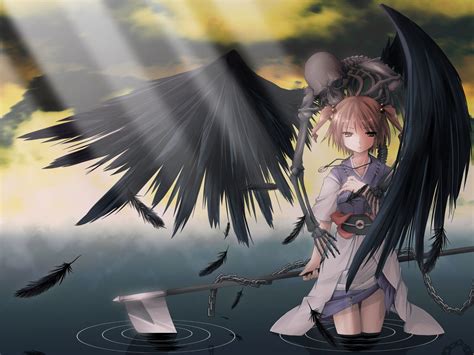 Skull with wings about to get girl anime character s HD wallpaper ...